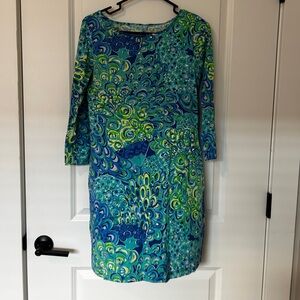 Lilly Pulitzer Blue and Green Floral Long Sleeve Dress